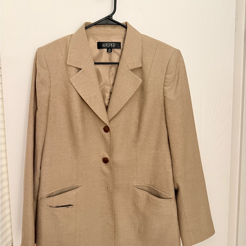 Kasper Beige Notch Lapel Blazer
